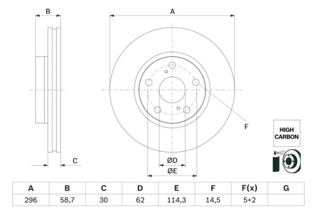 ПЕРЕДНИЙ ГАЛЬМУВАЛЬНИЙ ДИСК 296X30 V BOSCH 0 986 479 G67