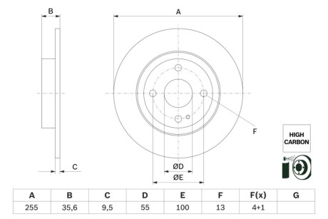 ЗАДНІЙ ГАЛЬМУВАЛЬНИЙ ДИСК 255X10 P BOSCH 0986479G72