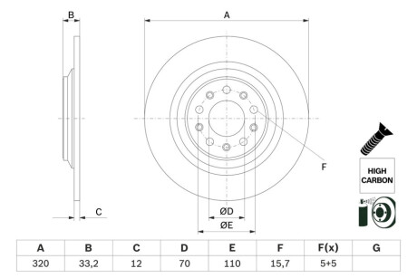 Tarcza hamulcowa tyЕ‚ L/P pasuje do: JEEP CHEROKEE 2.0D/2.2D/2.4 11.13- BOSCH 0.986.479.G74 (фото 1)