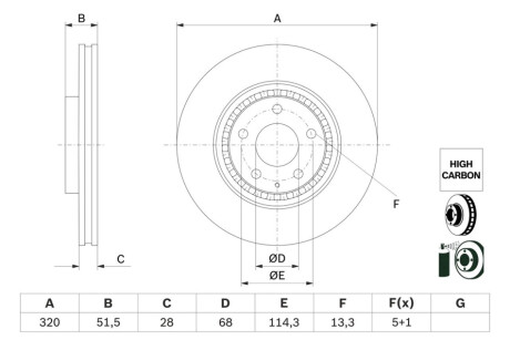 TARCZA HAM. MAZDA P. 6/CX-5/CX-9 2,2 D/2,5 16- BOSCH 0 986 479 H02