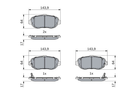 Klocek hamulcowy kpl. przГіd pasuje do: PORSCHE CAYENNE 3.2/4.5/4.8 09.02-09.10 BOSCH 0.986.494.882