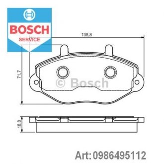 Тормозные колодки перед. FORD Transit (диск 15&quot;) 94-00 BOSCH 0986495112