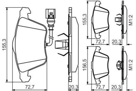 Гальмівні колодки дискові AUDI/VW S3/TT/Leon/Passat/Golf IV/V \'\'F \'\'>>08 PR2 BOSCH 0986495261 (фото 1)