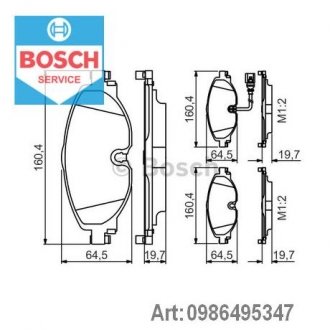 Комплект тормозных колодок, дисковый тормоз BOSCH 0986495347 (фото 1)