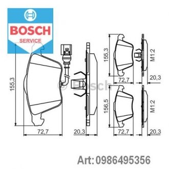 Колодки тормозные - BOSCH 0986495356