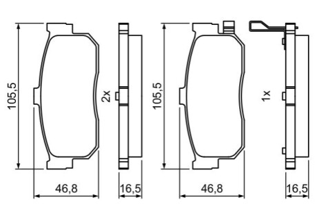 ГАЛЬМIВНI КОЛОДКИ ЗАДН. NISSAN Almera 00- Maxima QX 00- - BOSCH 0986495387