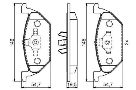 К-т дисков. тормоз. колодок BOSCH 0986495454 (фото 1)