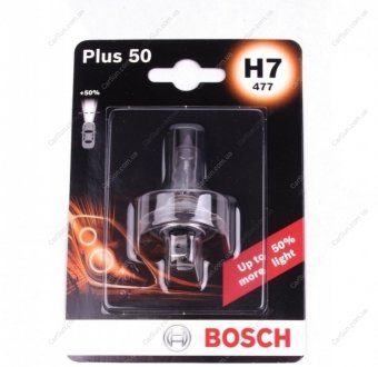 Лампа розжарювання 12 V 55 W H7 PLUS 50 блістер (вир-во) BOSCH 1987301042 (фото 1)