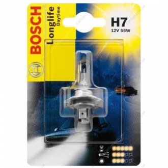 Лампа розжарювання H7 12V 55W PX26d daytime (blister) (вир-во) BOSCH 1987301057 (фото 1)