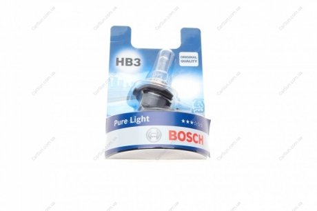 Лампа розжарювання HB3 12V 60W P20d PURE LIGHT 1шт. blister (вир-во) BOSCH 1987301062 (фото 1)