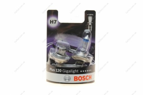 Лампа розжарювання H7 12V 55W PX26d Plus 120 Gigalight (компл. 2шт) (вир-во) BOSCH 1987301426 (фото 1)