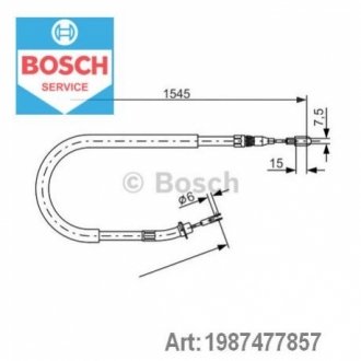 Трос, стояночная тормозная система BOSCH 1987477857