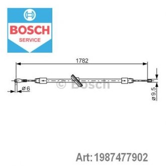 Трос ручного гальма - (A1634200285 / 1634200285) BOSCH 1 987 477 902