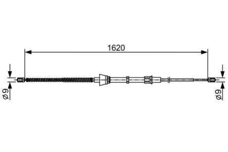 Трос, стоянкова гальмівна система - (1J0609721J / 1J0609721BA) BOSCH 1987482448