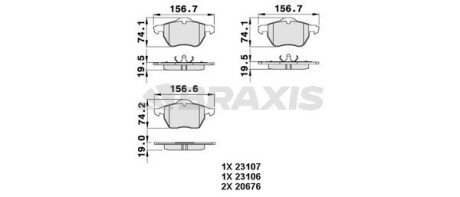 Гальмівні колодки комплект Braxis AA0268