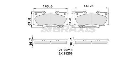 Гальмівні колодки комплект Braxis AA0277