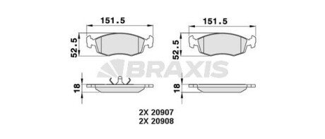 Гальмівні колодки комплект Braxis AA0300