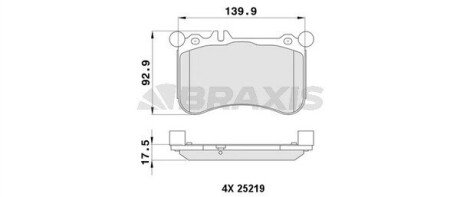 Гальмівні колодки комплект Braxis AA0419 (фото 1)