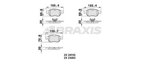 Гальмівні колодки комплект Braxis AA0487