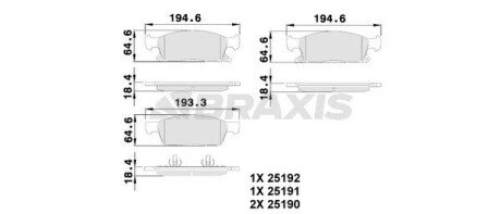 Гальмівні колодки комплект Braxis AA0513