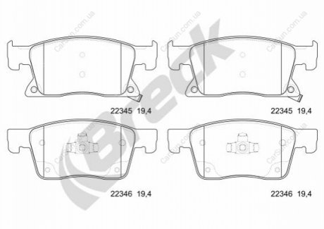 Комплект гальмівних колодок, дискове гальмо BRECK 22345 00 701 00
