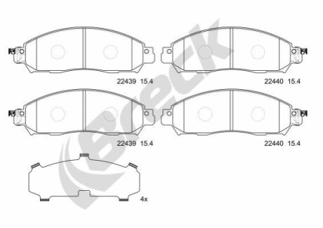 Klocek hamulcowy kpl. przГіd pasuje do: NISSAN LEAF, NV200, NV200 / EVALIA Electric 05.14- BRECK 22439 00 651 00