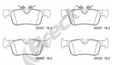 Klocek hamulcowy kpl. tyЕ‚ pasuje do: BMW 1 (F40), 2 (F45), 2 GRAN COUPE (F44), 2 GRAN TOURER (F46), I3 (I01), X1 (F48), X2 (F39) MINI (F55), (F56), (F57), CLUBMAN (F54) 0.65H-Electric 08.13- BRECK 25331 00 651 00