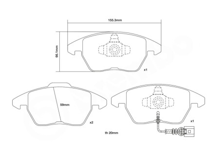 Комплект тормозных колодок (высокопроизв. тормоза) BREMBO 07.B314.52 (фото 1)