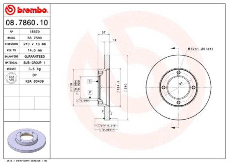 Гальмівний диск BREMBO 08.7860.10