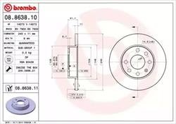 ДИСК ГАЛЬМУВНИЙ ПЕРЕДНИЙ 240X11 P BREMBO 08863811