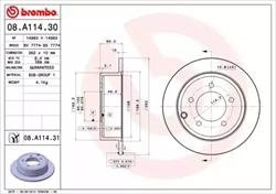 Тормозной диск - (5105515AA) BREMBO 08.A114.31