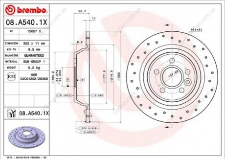 Гальмівний диск BREMBO 08A5401X