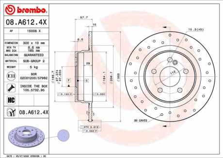 TARCZA HAMULCOWA XTRA TYL BREMBO 08.A612.4X