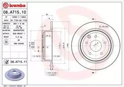 Тормозной диск - (D3206JD00AVA / BS5449 / 43206JD00A) BREMBO 08.A715.10