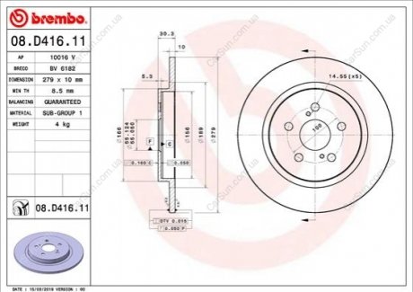 Гальмівний диск BREMBO 08.D416.11 (фото 1)