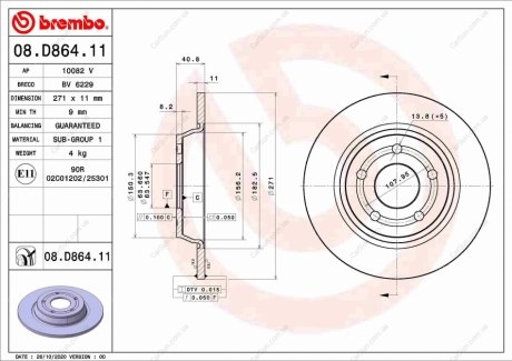 Гальмівний диск BREMBO 08.D864.11