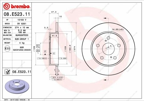 Гальмівний диск BREMBO 08.E523.11 (фото 1)