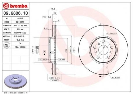 Гальмівний диск BREMBO 09.6806.10 (фото 1)