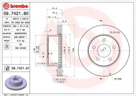 Гальмівний диск BREMBO 09.7421.81 (фото 1)