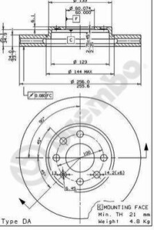 ПЕРЕДНИЙ ГАЛЬМУВАЛЬНИЙ ДИСК 256X24 V BREMBO 09.7628.11 (фото 1)