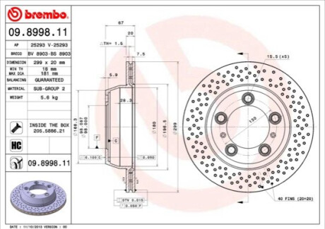 Гальмівний диск BREMBO 09899811