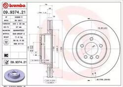 Тормозной диск - (SDB500182 / SDB500181) BREMBO 09.9374.21