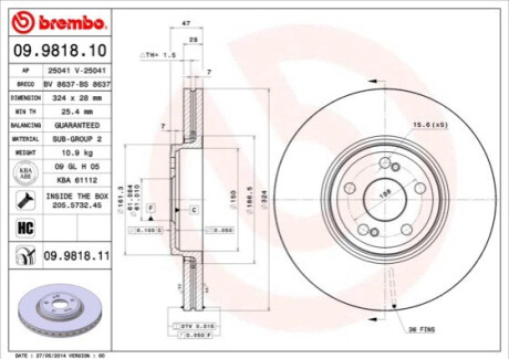 Автозапчасть BREMBO 09.9818.10