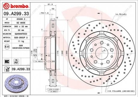 Гальмівний диск BREMBO 09.A299.33