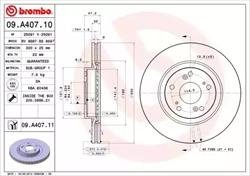 Тормозной диск - (45251SCAE50 / 45251S9AE50) BREMBO 09.A407.10 (фото 1)