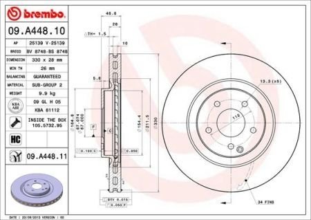 Тормозной диск - (A2034210412 / 2034210412) BREMBO 09.A448.10