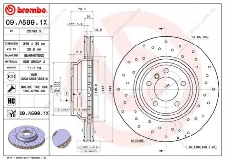 Гальмівний диск BREMBO 09.A599.1X (фото 1)