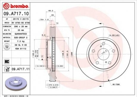 Тормозной диск - (4351230310) BREMBO 09.A717.11