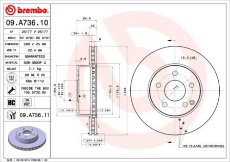 Гальмівний диск BREMBO 09.A736.11 (фото 1)