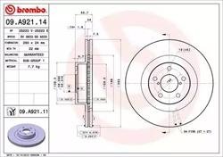 Тормозной диск - (26300SA001 / 26300SA000 / SU00300586) BREMBO 09.A921.11 (фото 1)